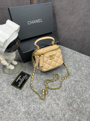 Chanel Mini Lambskin Vanity Bag Apricot With OG Box & Dust Bag 757631 Apricot