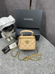Chanel Mini Lambskin Vanity Bag Apricot With OG Box & Dust Bag 757631 Apricot
