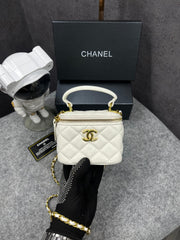 Chanel Mini Lambskin Vanity Bag White With OG Box & Dust Bag 757631 White