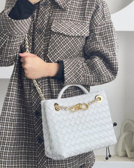 Bottega Veneta Andiamo Small Intrecciato-Leather Bag Off White 159