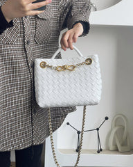 Bottega Veneta Andiamo Small Intrecciato-Leather Bag Off White 159