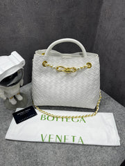 Bottega Veneta Andiamo Small Intrecciato-Leather Bag Off White 159