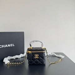 Chanel Mini Lambskin Vanity Bag Black With OG Box & Dust Bag 757631 Black