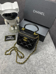 Chanel Mini Lambskin Vanity Bag Black With OG Box & Dust Bag 757631 Black