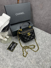 Chanel Mini Lambskin Vanity Bag Black With OG Box & Dust Bag 757631 Black