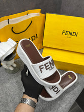 Fendi Sunshine Flip-flop Sandal With Platform In Cotton Fiber White Brown With OG Box & Carry Bag