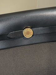 Hermes Herbag Zip 20 Noir Black Canvas Gold Hardware Bag With OG & Dust Bag 90