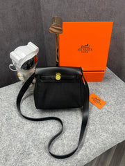 Hermes Herbag Zip 20 Noir Black Canvas Gold Hardware Bag With OG & Dust Bag 90