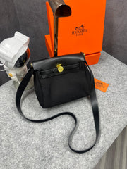 Hermes Herbag Zip 20 Noir Black Canvas Gold Hardware Bag With OG & Dust Bag 90
