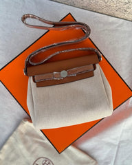 Hermes Herbag Zip 20 Noir Brown Canvas Bag With OG & Dust Bag 90