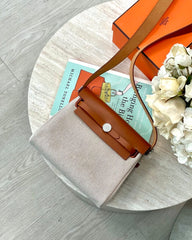 Hermes Herbag Zip 20 Noir Brown Canvas Bag With OG & Dust Bag 90