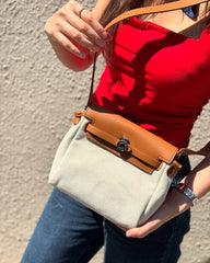 Hermes Herbag Zip 20 Noir Brown Canvas Bag With OG & Dust Bag 90