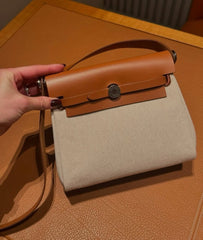Hermes Herbag Zip 20 Noir Brown Canvas Bag With OG & Dust Bag 90