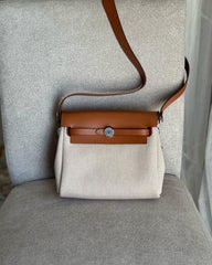 Hermes Herbag Zip 20 Noir Brown Canvas Bag With OG & Dust Bag 90