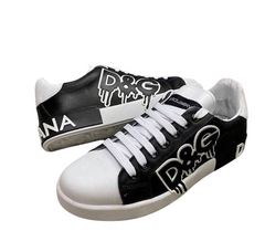 DOLCE & GABBANA BLACK/WHITE LEATHER SHINE
