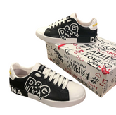 DOLCE & GABBANA BLACK/WHITE LEATHER SHINE
