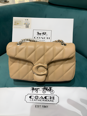 Coach Soft Chalk Tabby 26 Quilted Medium Leather Shoulder Bag With OG Box & Dust Bag (CP-150-Apricot)