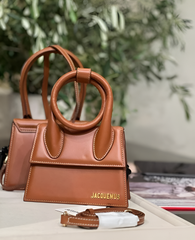 Jacquemus Le Chiquito Noeud Bag With OG Box Dust Bag & Extra Sling Belt (Brown)
