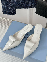 Prada White Brushed Heel Mule For Women With Original Box