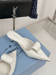 Prada White Brushed Heel Mule For Women With Original Box