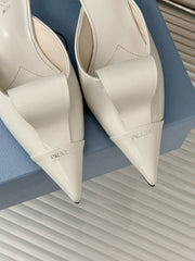 Prada White Brushed Heel Mule For Women With Original Box