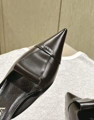 Prada Black Brushed Heel Mule For Women With Original Box