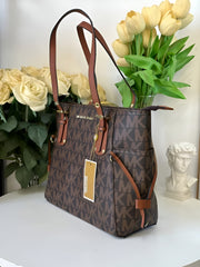 Michael Kors MK Voyager Tote Bag With Side Pocket & Dust Bag Coffee Brown 2003