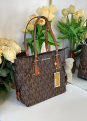 Michael Kors MK Voyager Tote Bag With Side Pocket & Dust Bag Coffee Brown 2003