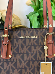 Michael Kors MK Voyager Tote Bag With Side Pocket & Dust Bag Coffee Brown 2003