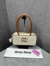 Miu Miu Beau Leather Canvas Brown Top-Handle Bag With Dust Bag Canvas Brown 502-1