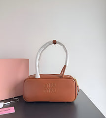 Miu Miu Beau Leather Brown Top-Handle Bag With Dust Bag Brown 502-1