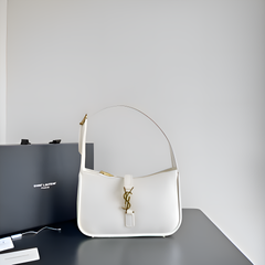 Ysl Saint Laurent White Leather Shoulder Bag With OG Box & Dust Bag 9032 White