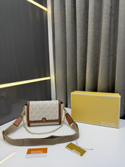 Michael Kors Freya Crossbody Bag With OG & Dust Bag 23013 Beige Brown