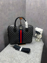 Gucci GG Supreme Monogram Laptop Canvas Bag With Dust Bag 00986 Black