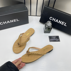 Chanel Apricot Flat Mule For Her Wid OG Box B2428