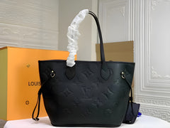 Louis Vuitton Black Monogram Giant With Pouch Empreinte Leather Neverfull MM Bag Black With Dust Bag