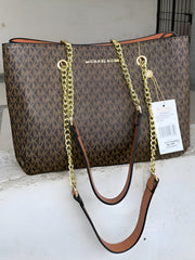 Michael Kors Teagan Large Logo Shoulder Bag With Dust Bag Coffee Brown 70198