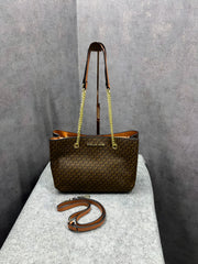 Michael Kors Teagan Large Logo Shoulder Bag With Dust Bag Coffee Brown 70198