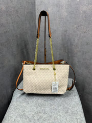 Michael Kors Teagan Large Logo Shoulder Bag With Dust Bag Beige Brown 70198