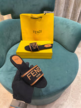 Fendi Black Denim Washed Flats With OG Box & Carry Bag Black