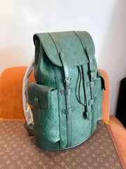 Louis Vuitton Christopher MM Backpack Military Green Premium Leather Unisex 41379