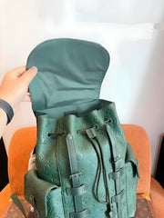 Louis Vuitton Christopher MM Backpack Military Green Premium Leather Unisex 41379