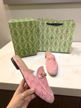 Gucci PrinceTown Horsebit Pink Sparkle Loafers Mule For Women Wid OG Box & Carry Bag
