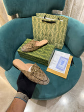 Gucci PrinceTown Horsebit Khakhi Sparkle Loafers Mule For Women Wid OG Box & Carry Bag