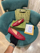 Gucci Jordaan Maroon Loafers Horsebit Almond Toe For Women With OG Box & Carry Bag