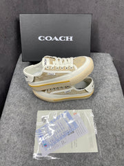Coach Citysole Platform Sneaker Beige Canvas For Her With OG Box C0-1 Beige Canvas