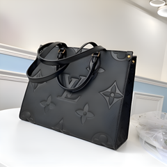 Louis Vuitton LV On The Go Monogram Premium Leather Tote Bag With Dust Bag (Black-M44571)