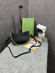 Gucci GG Emblem Black Small Shoulder Bag With OG Box & Dust Bag 815263 Black