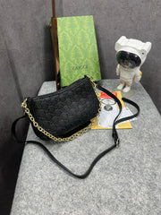 Gucci GG Emblem Black Small Shoulder Bag With OG Box & Dust Bag 815263 Black