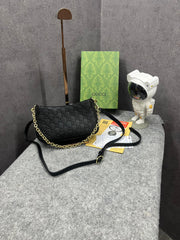 Gucci GG Emblem Black Small Shoulder Bag With OG Box & Dust Bag 815263 Black